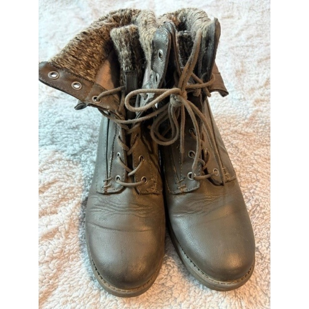 GH Bass &‎ Co Patrice Womens Fold Over Brown Vegan Boots Size 6-1/2 M